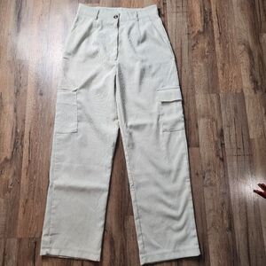 Women's Romwe High Waisted Flap Pockets Corduroy Cargo Pants Size Small